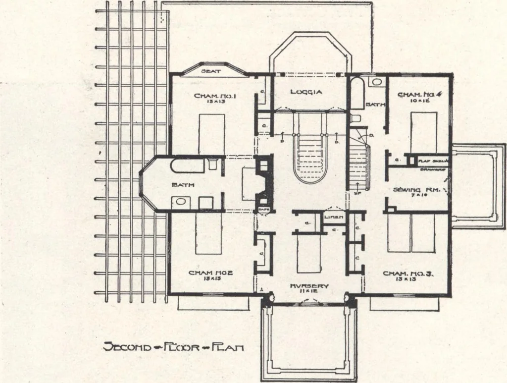 An illustration from Low-cost suburban homes, 3rd ed., 1908, leaf 53
