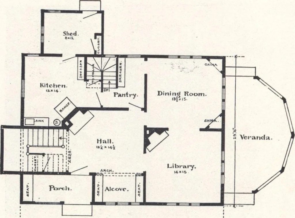 An illustration from Low-cost suburban homes, 3rd ed., 1908, leaf 55