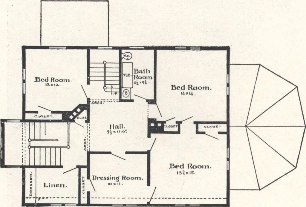 An illustration from Low-cost suburban homes, 3rd ed., 1908, leaf 55