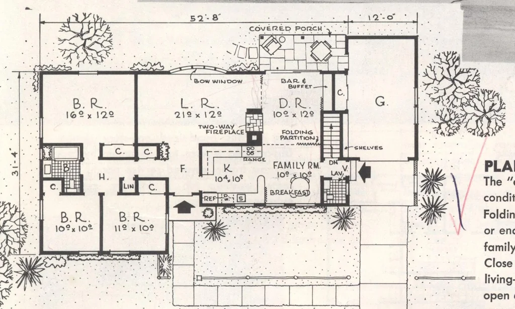 An illustration from Home designs for luxurious living, 15th ed., 1961, leaf 28