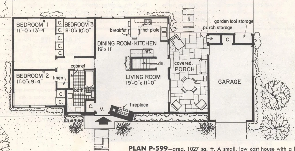 An illustration from Home designs for luxurious living, 15th ed., 1961, leaf 32