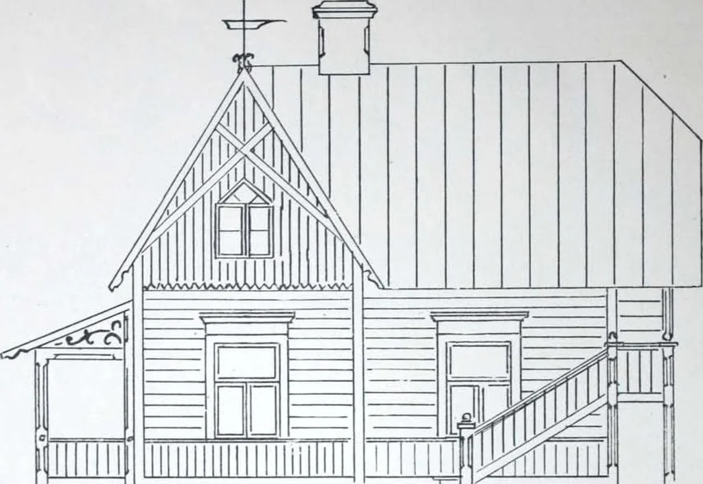 An illustration from How should I build comfortable: cheap and neatly? Villa buildings and private homes: Facade and plans to simpler villas along line costing in construction / af AT Stock Holm., 1907, leaf 17