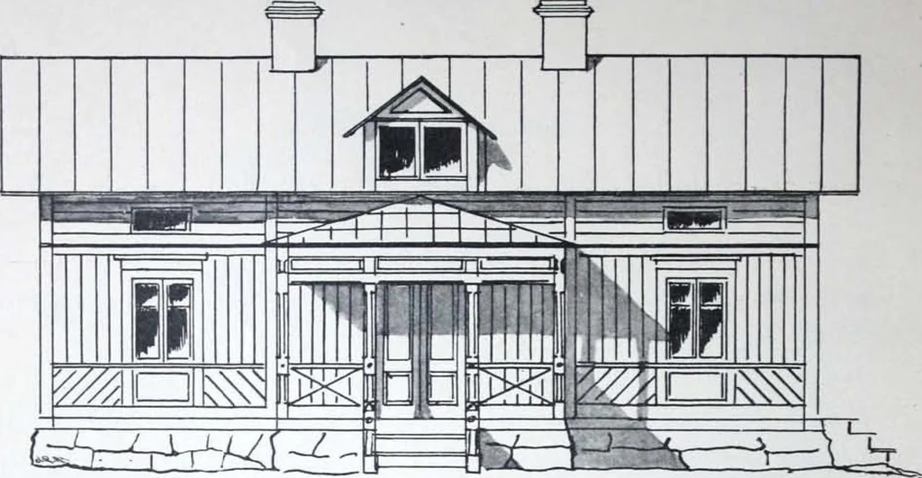 An illustration from How should I build comfortable: cheap and neatly? Villa buildings and private homes: Facade and plans to simpler villas along line costing in construction / af AT Stock Holm., 1907, leaf 19