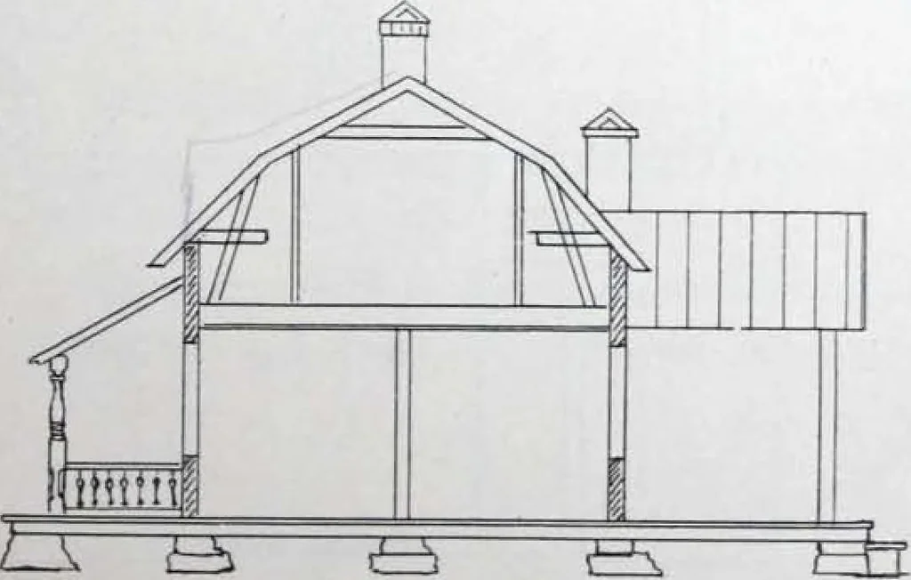 An illustration from How should I build comfortable: cheap and neatly? Villa buildings and private homes: Facade and plans to simpler villas along line costing in construction / af AT Stock Holm., 1907, leaf 26