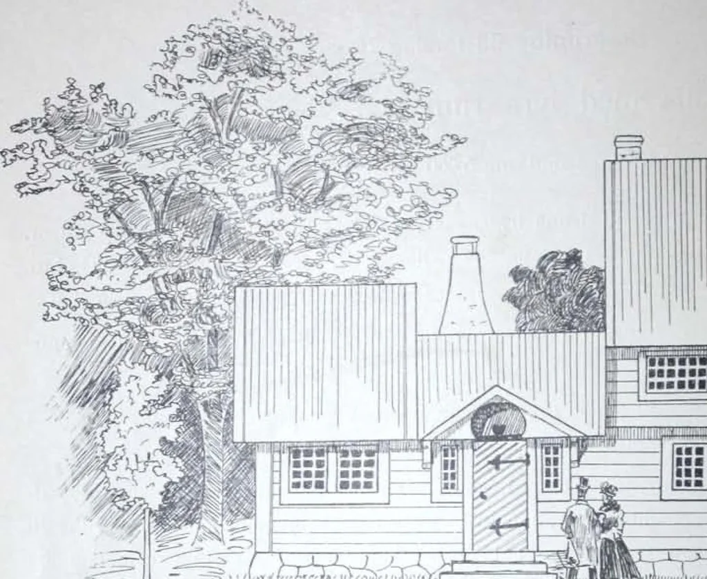 An illustration from How should I build comfortable: cheap and neatly? Villa buildings and private homes: Facade and plans to simpler villas along line costing in construction / af AT Stock Holm., 1907, leaf 39
