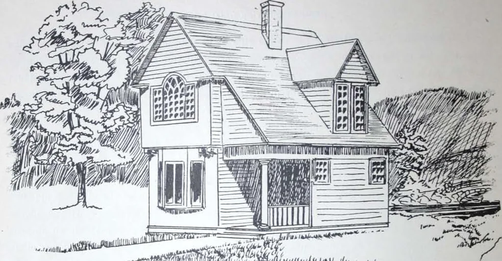 An illustration from How should I build comfortable: cheap and neatly? Villa buildings and private homes: Facade and plans to simpler villas along line costing in construction / af AT Stock Holm., 1907, leaf 41