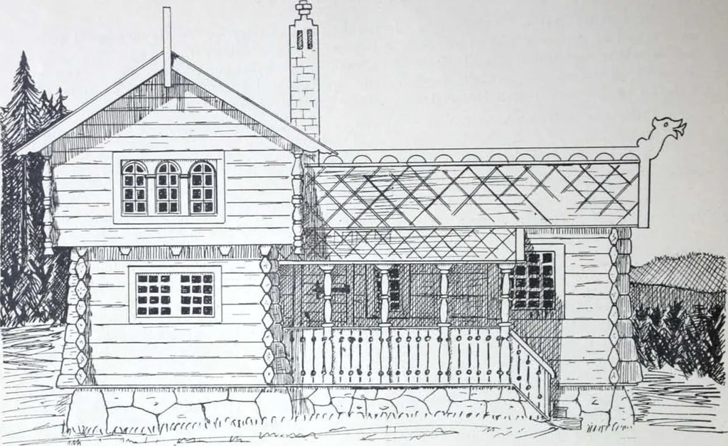 An illustration from How should I build comfortable: cheap and neatly? Villa buildings and private homes: Facade and plans to simpler villas along line costing in construction / af AT Stock Holm., 1907, leaf 45