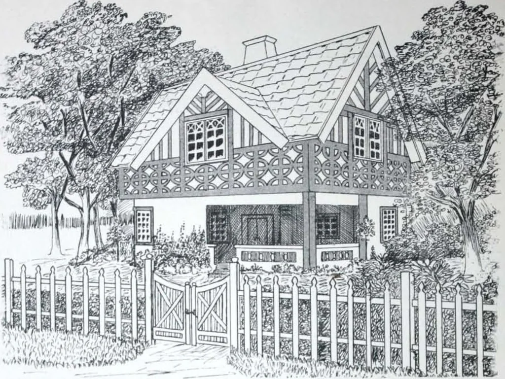 An illustration from How should I build comfortable: cheap and neatly? Villa buildings and private homes: Facade and plans to simpler villas along line costing in construction / af AT Stock Holm., 1907, leaf 49