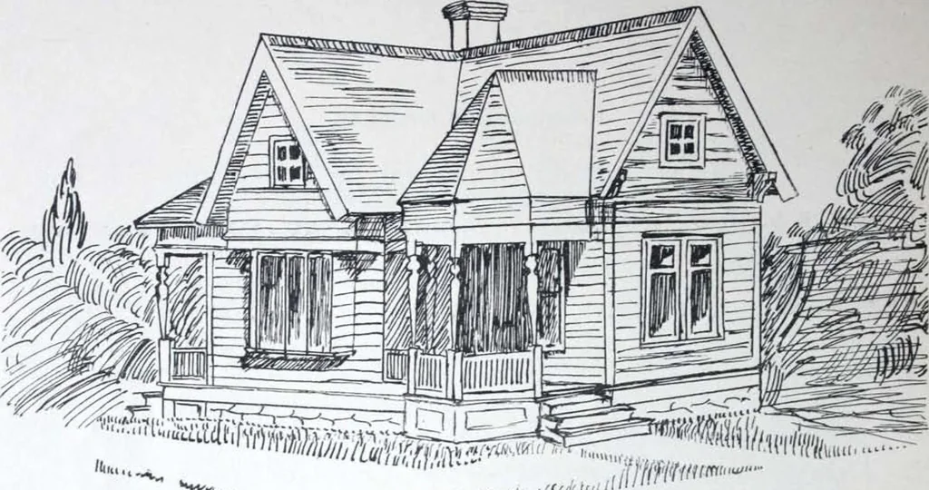 An illustration from How should I build comfortable: cheap and neatly? Villa buildings and private homes: Facade and plans to simpler villas along line costing in construction / af AT Stock Holm., 1907, leaf 53