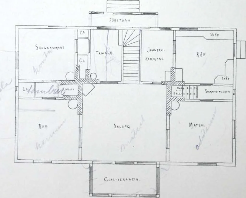 An illustration from How should I build comfortable: cheap and neatly? Villa buildings and private homes: Facade and plans to simpler villas along line costing in construction / af AT Stock Holm., 1907, leaf 55