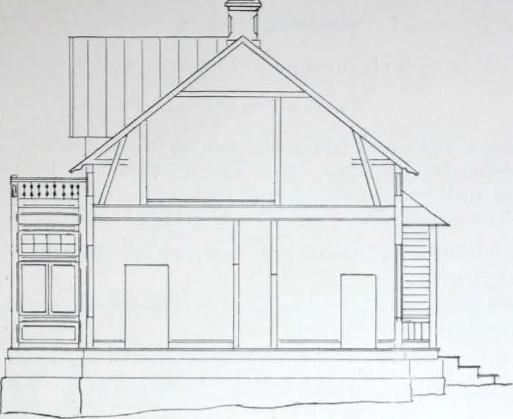 An illustration from How should I build comfortable: cheap and neatly? Villa buildings and private homes: Facade and plans to simpler villas along line costing in construction / af AT Stock Holm., 1907, leaf 56