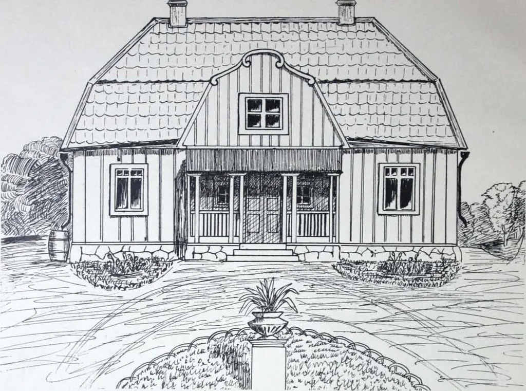 An illustration from How should I build comfortable: cheap and neatly? Villa buildings and private homes: Facade and plans to simpler villas along line costing in construction / af AT Stock Holm., 1907, leaf 7