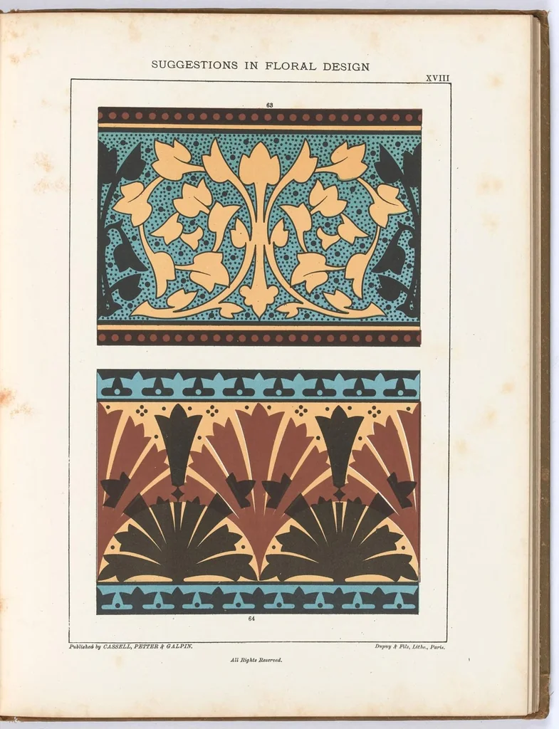 An illustration from Suggestions in floral design : fifty-two coloured plates / by F. Edward Hulme, 1878, leaf 102
