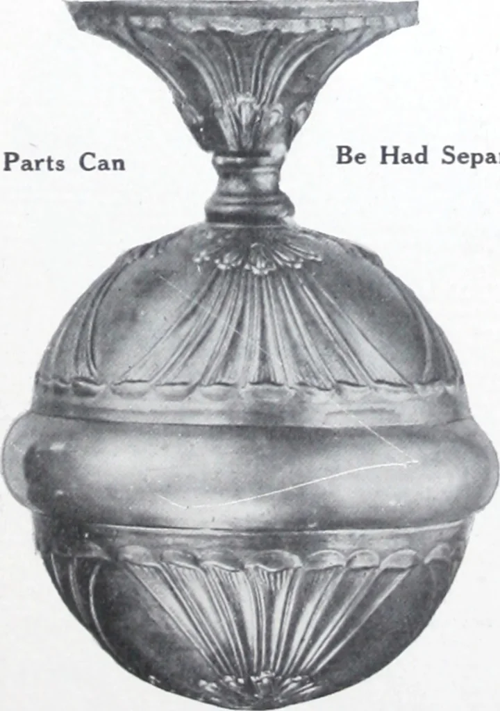 An illustration from Illustrated catalog of ornamental spun and stamped shells and fittings for gas and electric fixtures manufactured by the Standard Metal Spinning Co., 1914, leaf 16