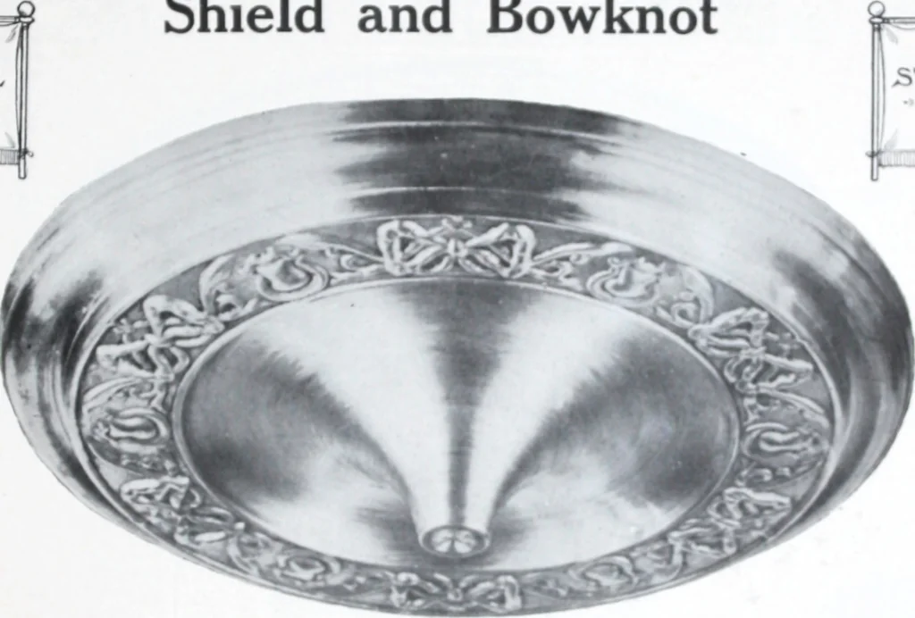 An illustration from Illustrated catalog of ornamental spun and stamped shells and fittings for gas and electric fixtures manufactured by the Standard Metal Spinning Co., 1914, leaf 4