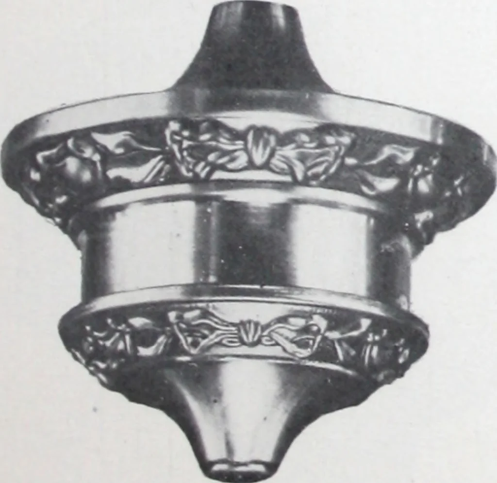 An illustration from Illustrated catalog of ornamental spun and stamped shells and fittings for gas and electric fixtures manufactured by the Standard Metal Spinning Co., 1914, leaf 6