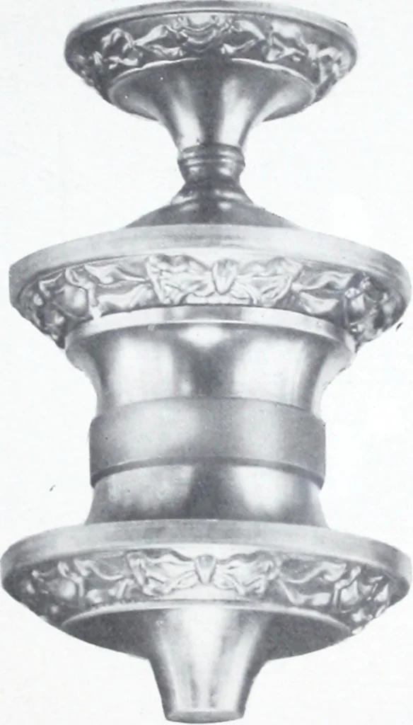 An illustration from Illustrated catalog of ornamental spun and stamped shells and fittings for gas and electric fixtures manufactured by the Standard Metal Spinning Co., 1914, leaf 6