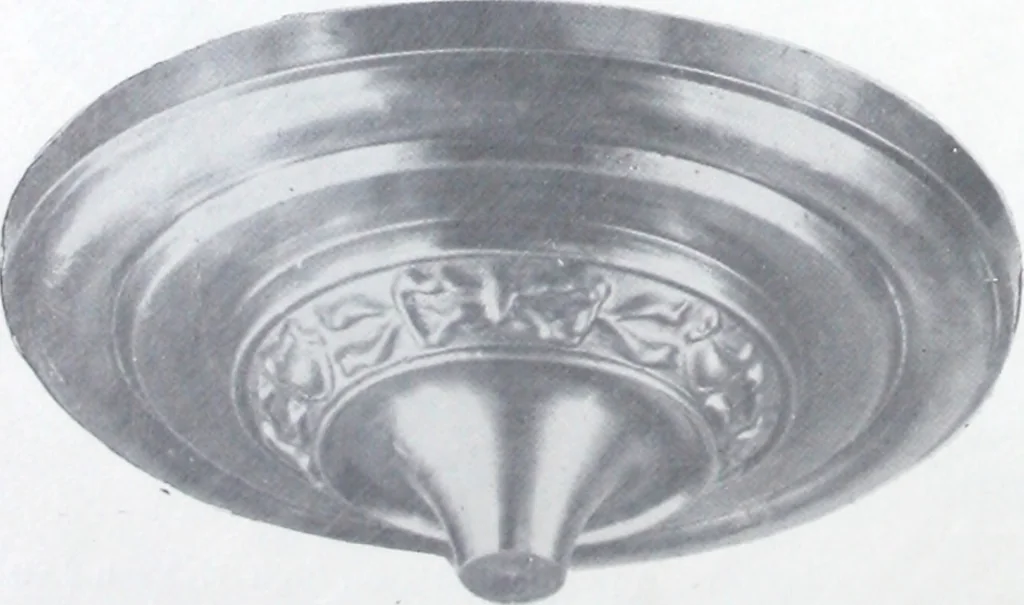 An illustration from Illustrated catalog of ornamental spun and stamped shells and fittings for gas and electric fixtures manufactured by the Standard Metal Spinning Co., 1914, leaf 7