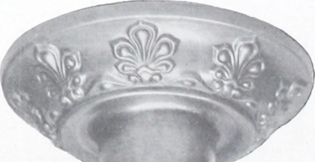 An illustration from Illustrated catalog of ornamental spun and stamped shells and fittings for gas and electric fixtures manufactured by the Standard Metal Spinning Co., 1914, leaf 8