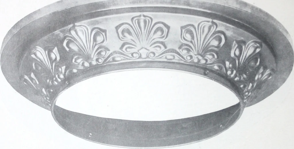 An illustration from Illustrated catalog of ornamental spun and stamped shells and fittings for gas and electric fixtures manufactured by the Standard Metal Spinning Co., 1914, leaf 9