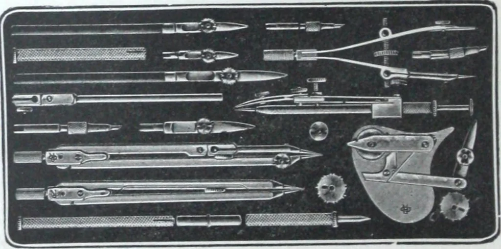 An illustration from Illustrated catalogue and price-list of drawing and tracing papers, sun print papers and equipments, drawing instruments and materials, surveying instruments, accessories, etc. / Kolesch & Company., 1917, leaf 55