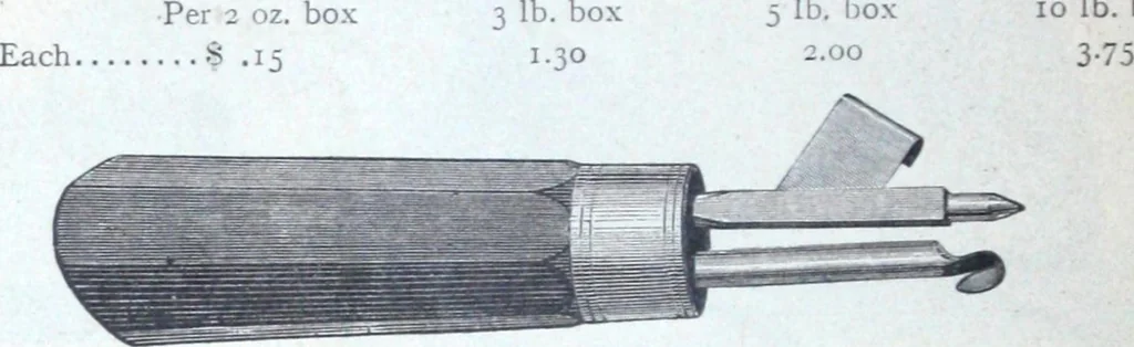 An illustration from Illustrated catalogue and price-list of drawing and tracing papers, sun print papers and equipments, drawing instruments and materials, surveying instruments, accessories, etc. / Kolesch & Company., 1907, leaf 217