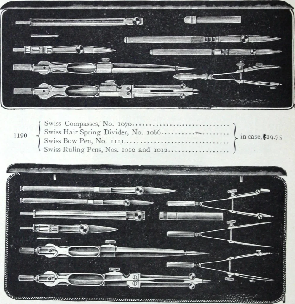 An illustration from Illustrated catalogue and price-list of drawing and tracing papers, sun print papers and equipments, drawing instruments and materials, surveying instruments, accessories, etc. / Kolesch & Company., 1907, leaf 49