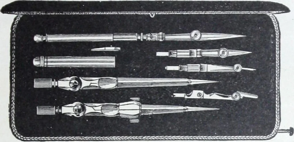 An illustration from Illustrated catalogue and price-list of drawing and tracing papers, sun print papers and equipments, drawing instruments and materials, surveying instruments, accessories, etc. / Kolesch & Company., 1907, leaf 76