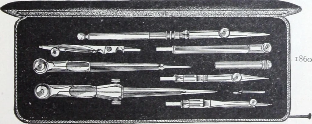 An illustration from Illustrated catalogue and price-list of drawing and tracing papers, sun print papers and equipments, drawing instruments and materials, surveying instruments, accessories, etc. / Kolesch & Company., 1907, leaf 76
