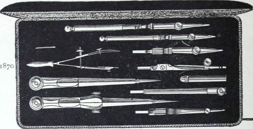 An illustration from Illustrated catalogue and price-list of drawing and tracing papers, sun print papers and equipments, drawing instruments and materials, surveying instruments, accessories, etc. / Kolesch & Company., 1907, leaf 77