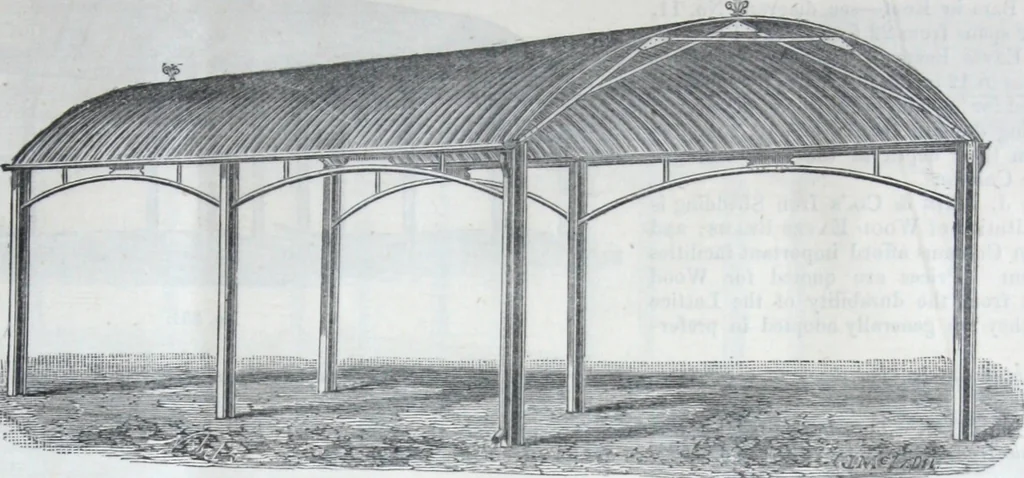 An illustration from Illustrated catalogue of galvanized iron roofing and shedding, iron structures, &c. : patent portable steel railways, railway plant, iron bridges, &c., 1884, leaf 12
