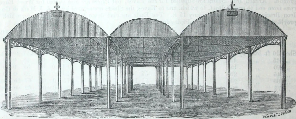 An illustration from Illustrated catalogue of galvanized iron roofing and shedding, iron structures, &c. : patent portable steel railways, railway plant, iron bridges, &c., 1884, leaf 13