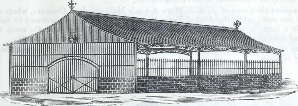 An illustration from Illustrated catalogue of galvanized iron roofing and shedding, iron structures, &c. : patent portable steel railways, railway plant, iron bridges, &c., 1884, leaf 26