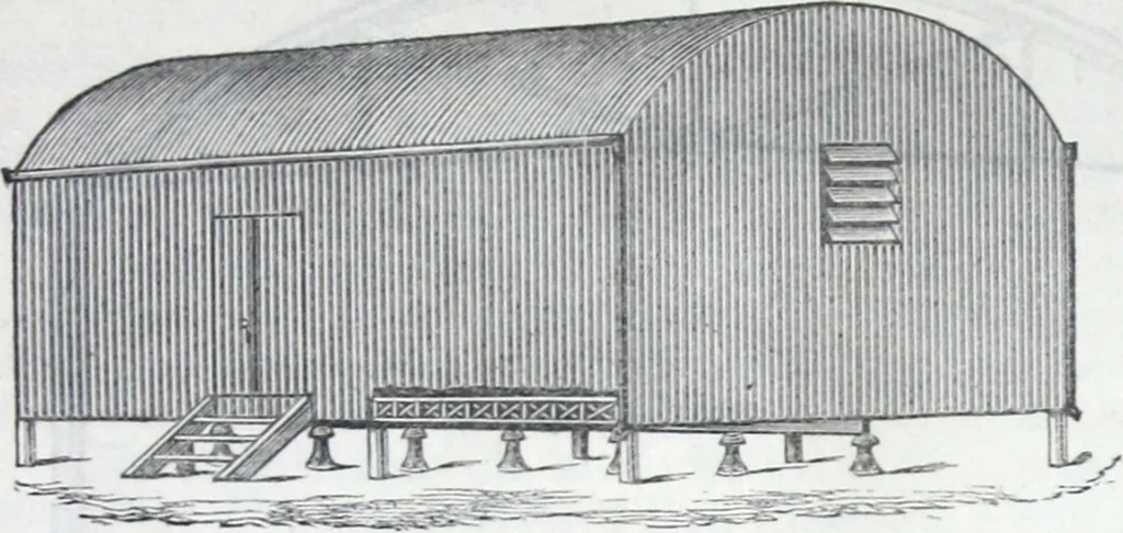 An illustration from Illustrated catalogue of galvanized iron roofing and shedding, iron structures, &c. : patent portable steel railways, railway plant, iron bridges, &c., 1884, leaf 9