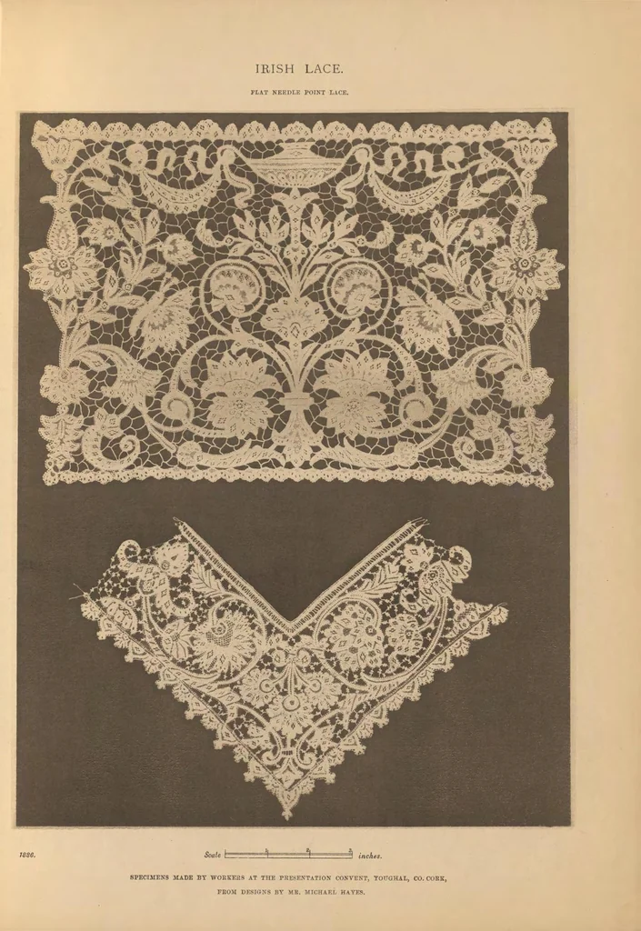 An illustration from Irish lace : report upon visits to convents, classes, and schools where lace-making and designing for lace are taught : as well as upon steps taken for assisting the development of the lace industry in Ireland, with illustrations of specimens of recently produced laces, 1887, leaf 16