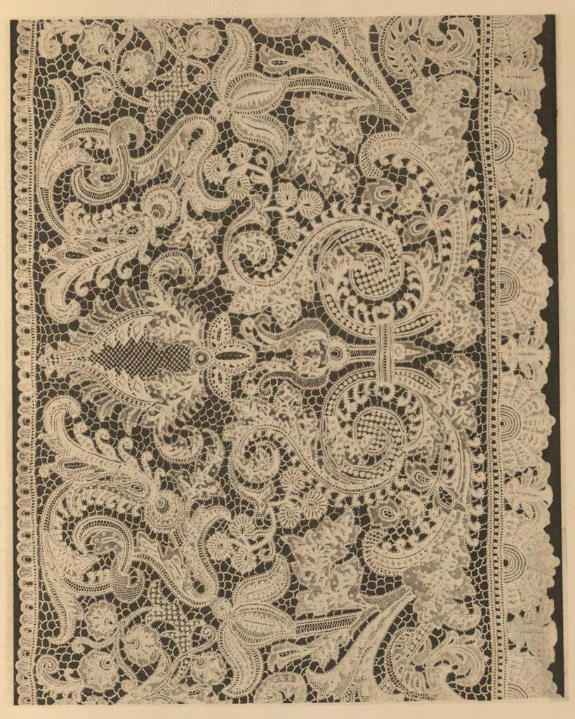 An illustration from Irish lace : report upon visits to convents, classes, and schools where lace-making and designing for lace are taught : as well as upon steps taken for assisting the development of the lace industry in Ireland, with illustrations of specimens of recently produced laces, 1887, leaf 24