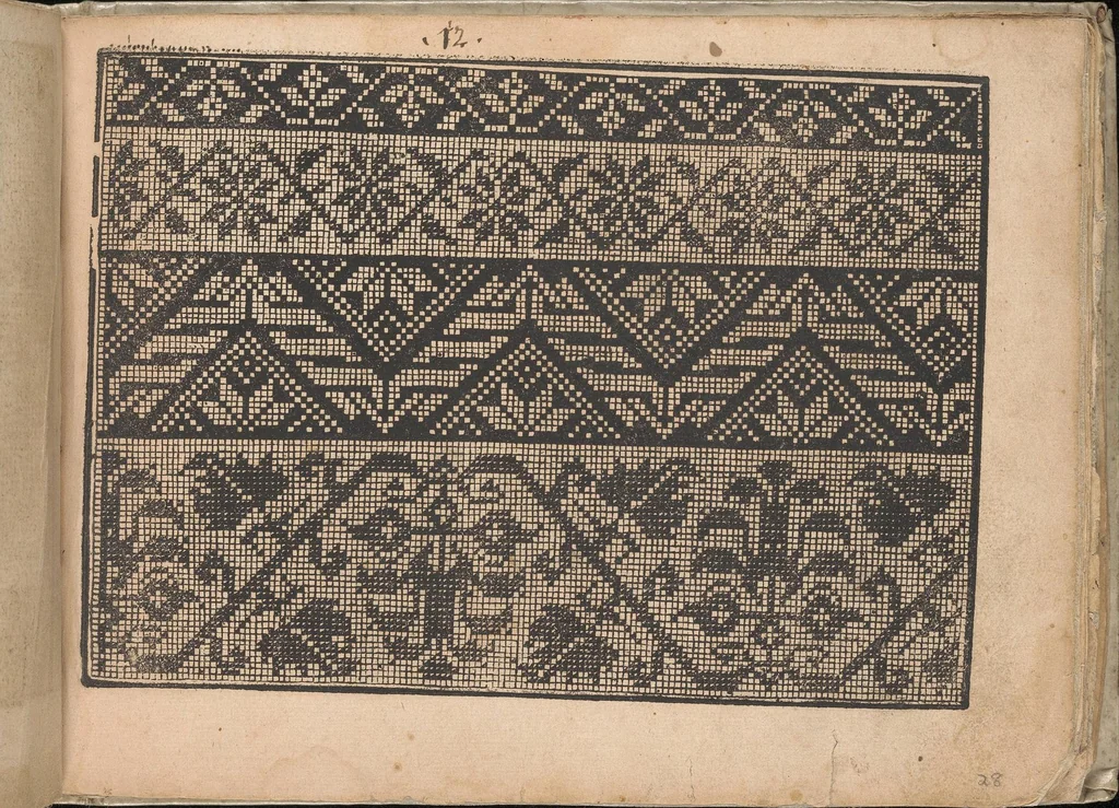 An illustration from Neu künstlichs Modelbuch: Von allerhand artlichen und gerechten Modeln, auff der laden zuwircken, 1598, leaf 28