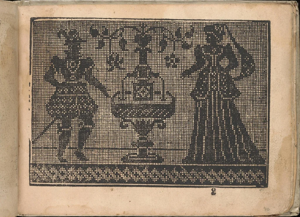 An illustration from Neu künstlichs Modelbuch: Von allerhand artlichen und gerechten Modeln, auff der laden zuwircken, 1598, leaf 40