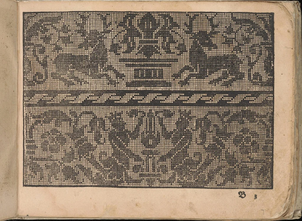 An illustration from Neu künstlichs Modelbuch: Von allerhand artlichen und gerechten Modeln, auff der laden zuwircken, 1598, leaf 7