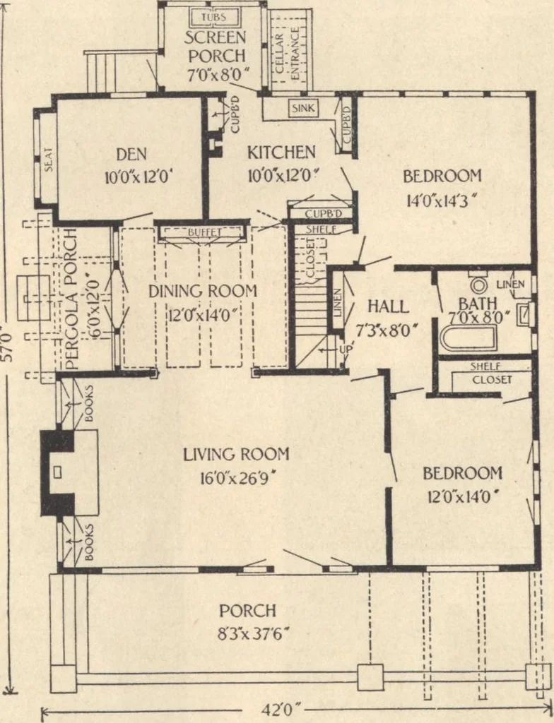 An illustration from Journal bungalows, 1916, leaf 35