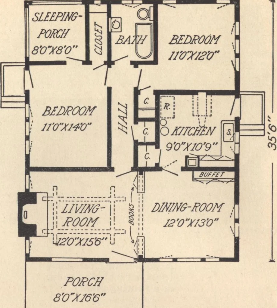 An illustration from Journal bungalows, 1916, leaf 53