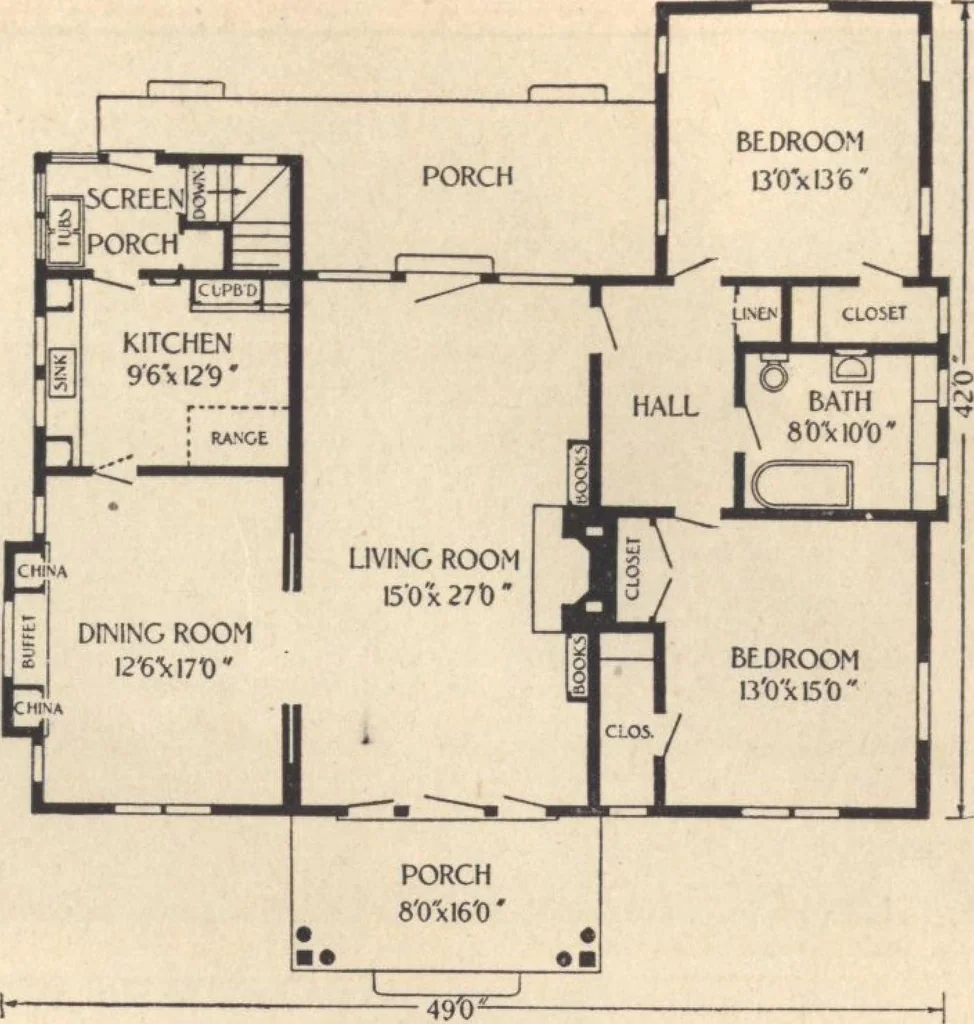 An illustration from Journal bungalows, 1916, leaf 9