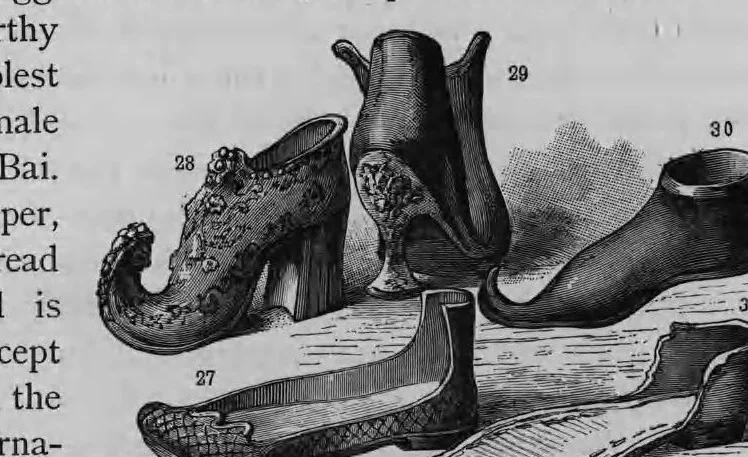 An illustration from Ladies' old-fashioned shoes, 1885, leaf 64