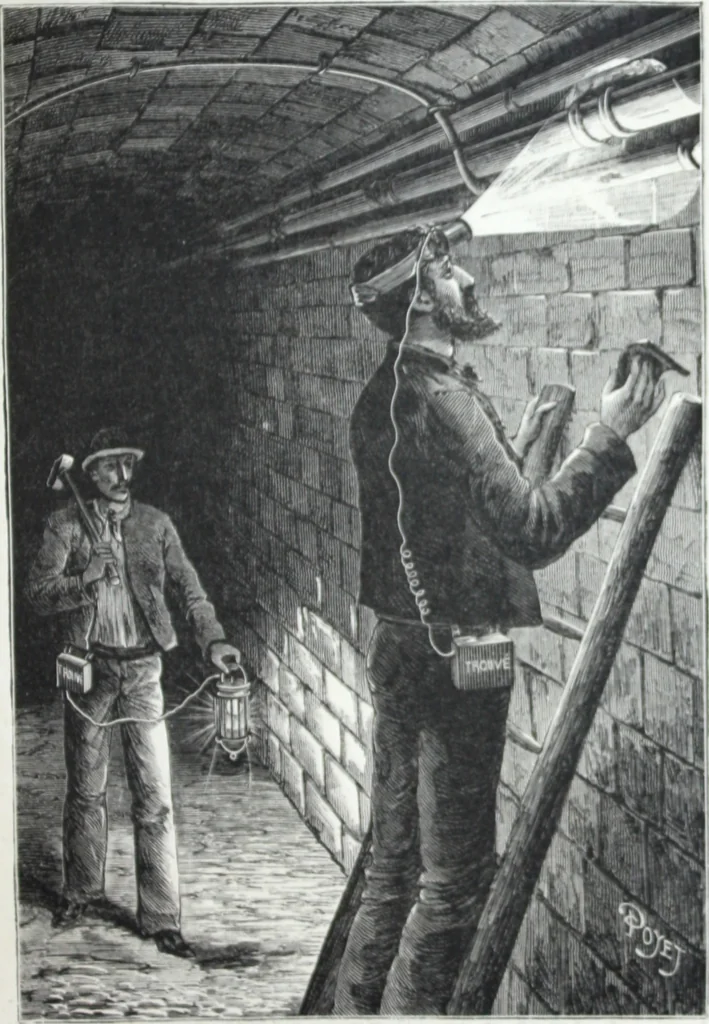An illustration from Lampes electriques universelles Trouve de surete portatives, automatiques, reglables et inversables de M. G. Trouve., 1884, leaf 16