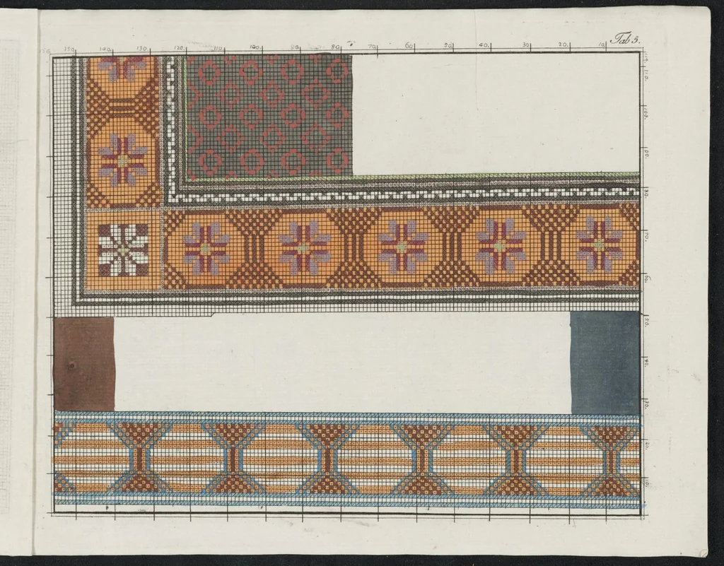 An illustration from Essai d'application de la peinture à l'art de tricoter : ou, recueil de patrons à tricotage ..., 1800, leaf 14