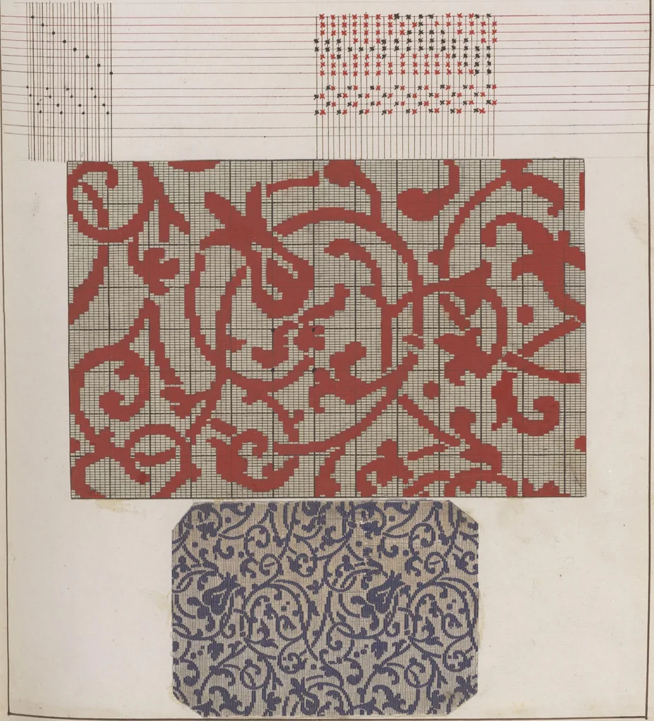 An illustration from Théorie de la fabrication des étoffes de soie, 1841, leaf 268