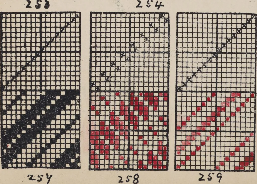 An illustration from First year weaving, 1890, leaf 44