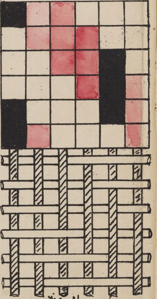 An illustration from First year weaving, 1890, leaf 5