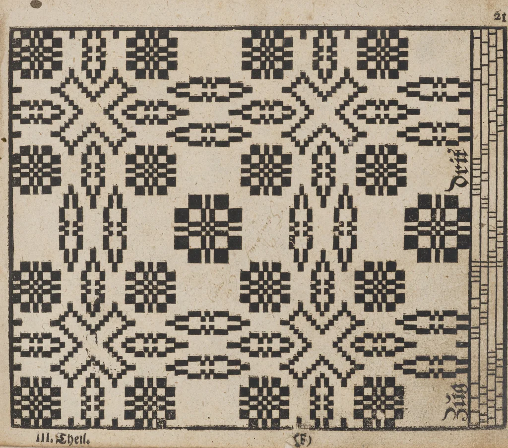 An illustration from Des Neu-erfundenen Weber Kunst- und Bild-Buchs, 1727, leaf 64