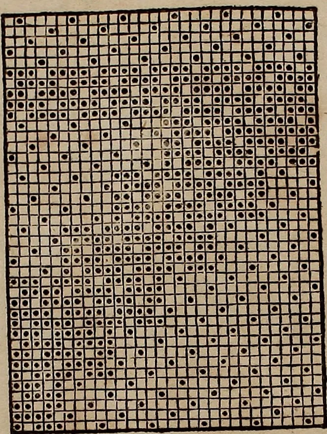 An illustration from Nützliches in lauter auserlesenen, wohl-approbirt- und meistentheils neu-inventirten Mustern bestehendes, Weber-Bild-Buch : als, zwey und siebenzig gesteinten Zeichnungen, von 15. bis auf 40. schäfftig und 32. Stück 16. und 20. schäfftigen Hin- und Wieder-Mödel, auch allerhand der nettesten Gattung von roth-gestreifften Arbeiten, sammt denen dazu gehörigen Zügen und Schnürungen : ingleichen allerhand nöthigen Bildern, auch Doppel-Kellisch, und einer Art von den Damast-Boden, 8. Flügel auf einen Bruch : dann eine Anweisung, wie sich diese Art Züg und Bilder zu halben Brüchen theilen, zerlegen, auch Doppel-Kellisch-Bilder so, wie man sie zum Gebrauch nöthig, selbst versetzen und verändern kan : wobey auch einer jeden Gattung insonderheit eine schrifftliche Anleitung voran gedruckt worden, 1740, leaf 166